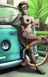 anthro areola breasts ear_piercing ear_ring female hoop_ear_ring kunai medium_truck mostly_nude nipples non-mammal_breasts piercing ranged_weapon ring_piercing solo truck van vehicle weapon hexxenhound volkswagen volkswagen_bus fish marine shark absurd_res hi_res