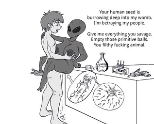 big_breasts bodily_fluids breasts cum cum_in_vagina cum_inside degradation_text dominant dominant_female ejaculation female female_humanoid genital_fluids genitals human_on_humanoid impregnation interspecies interspecies_pregnancy male male_human ovum penetration pregnant profanity sex species_play sperm_cell sperm_meets_ovum text vaginal vulva roocat roocatuk third-party_edit mythology alien human humanoid mammal roswell_grey english_text tagme