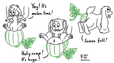 anal anal_penetration anus big_anus disembodied_hand duo female feral food fruit genitals huge_anus hyper hyper_anus melon object_insertion penetration plant stretching text vulva sen_grisane_(artist) linna lagomorph leporid mammal rabbit comic english_text hi_res