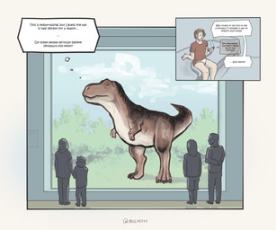 after_transformation clothing embarrassed exhibit feral group male solo text transformation underwear vivarium zoo_(facility) mulveyyy dinosaur human mammal prehistoric_species reptile saurischian scalie theropod tyrannosaurid tyrannosauroid tyrannosaurus tyrannosaurus_rex absurd_res english_text hi_res