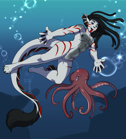 ambiguous_gender black_sclera blue_eyes dreadlocks duo featureless_crotch feral male mantle_(mollusk) muscular nipples nude open_mouth open_smile smile swimming tail underwater water kittydee mythology animal_humanoid aquatic aquatic_dragon aquatic_dragon_humanoid aquatic_humanoid cephalopod coleoid dragon dragon_humanoid humanoid mollusk mythological_creature mythological_scalie octopodiform scalie digital_media_(artwork) hi_res shaded