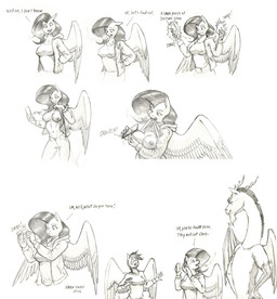 anthro anthrofied blush breasts clothed clothed_female clothing clothing_lift dialogue erect_nipples feathered_wings feathers female fur glass group hair horn jacket male navel nipple_outline nipples shirt shirt_lift steamy_breath text topwear trio wings baron_engel friendship_is_magic hasbro my_little_pony mythology discord_(mlp) fluttershy_(mlp) rainbow_dash_(mlp) chimera draconequus equid equine mammal mythological_creature mythological_equine pegasus 2026 comic english_text greyscale hi_res monochrome
