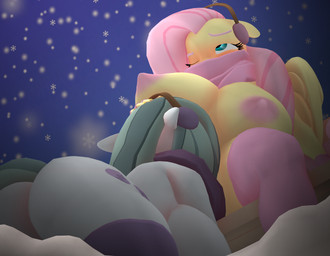 anthro big_butt biped blush breasts butt clothed clothing cunnilingus duo eyelashes female female/female grey_body hair oral pink_hair pupils sex snow snowing vaginal wings yellow_body purplefondue friendship_is_magic hasbro my_little_pony mythology fluttershy_(mlp) marble_pie_(mlp) equid equine mammal mythological_creature mythological_equine pegasus 3d_(artwork) digital_media_(artwork) hi_res