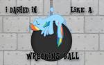 blue_body blue_feathers blue_fur cutie_mark eyes_closed feathered_wings feathers female feral fur hair lyrics multicolored_hair parody rainbow_hair singing solo text wings wrecking_ball flare-chaser friendship_is_magic hasbro miley_cyrus my_little_pony mythology wrecking_ball_(music_video) rainbow_dash_(mlp) equid equine mammal mythological_creature mythological_equine pegasus 2014 english_text meme