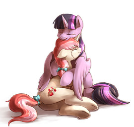 accessory bodily_fluids bow_(feature) bow_accessory bow_ribbon crying cuddling cutie_mark duo eyes_closed feathered_wings feathers female feral fur furgonomics hair hair_accessory hair_bow hair_ribbon hooves horn hug multicolored_hair purple_body purple_fur purple_hair ribbons simple_background tail tail_accessory tail_bow tail_ribbon tan_body tan_fur tears two_tone_hair underhoof using_wings white_background wing_hug wings audrarius friendship_is_magic hasbro my_little_pony mythology fan_character heart_mender twilight_sparkle_(mlp) equid equine mammal mythological_creature mythological_equine unicorn winged_unicorn 2014 digital_media_(artwork)