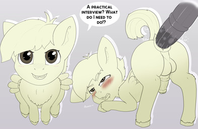 age_difference anal anal_penetration animal_genitalia animal_penis anus balls butt dialogue disembodied_penis duo equine_anus equine_genitalia equine_penis feral genitals looking_at_viewer male male/male penetration penis plap puffy_anus sex size_difference text wings young young_feral young_male inprogress friendship_is_magic hasbro my_little_pony mythology featherweight_(mlp) equid equine horse mammal mythological_creature mythological_equine pegasus pony absurd_res english_text hi_res