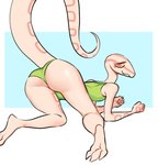 2021 3_toes all_fours anthro big_butt butt clothing colubrid corn_snake cornelia_(glacierclear) digital_media_(artwork) feet female glacierclear green_clothing green_swimwear lampropeltini looking_back one-piece_swimsuit rat_snake rear_view reptile scalie shaded simple_background snake solo swimwear toes wide_hips