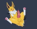 animal_genitalia animal_penis balls big_penis canine_genitalia canine_penis erection feral genitals knot male one_eye_closed pawpads penis sheath solo tongue tongue_out yellow_sheath kitorie nintendo pokemon eeveelution generation_1_pokemon jolteon pokemon_(species)