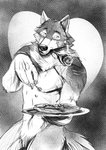 anthro berry flower food fruit male pancake plant romantic romantic_ambiance romantic_dinner rose_(flower) solo scrappyvamp mythology rakan canid canine canis mammal mythological_canine mythological_creature werecanid werecanine werecreature werewolf wolf 2021 absurd_res digital_media_(artwork) hi_res monochrome