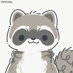 biped black_eyes black_nose chibi dot_eyes eyes_closed feral grey_body heart_symbol simple_eyes solo white_body yencatx mammal procyonid raccoon 1:1 2022 animated