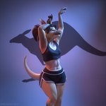 anthro athletic_wear belly_dancing eyewear female glasses hair ponytail pouch_(anatomy) solo mmad ruby_(comfycreations) kangaroo macropod mammal marsupial 1:1 3d_(artwork) blender_(artwork) digital_media_(artwork) hi_res