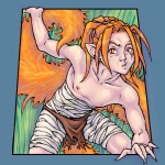 ambiguous_gender clothed clothing hair humanoid_pointy_ears looking_at_viewer orange_eyes orange_hair pointy_ears solo topless calli animal_humanoid humanoid mammal mammal_humanoid 1:1 digital_media_(artwork) low_res oekaki