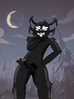 :3 anthro black_body bodily_fluids erection genital_fluids genitals male penis precum solo white_eyes avypire don't_starve klei_entertainment webber arachnid arthropod spider hi_res