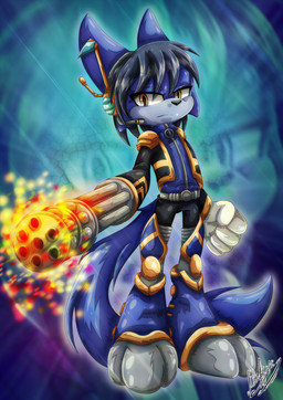 3_toes amber_eyes anthro armored_boots belt blue_body blue_tail boots bottomwear clothed clothed_anthro clothed_male clothing electronics feet footwear fully_clothed fully_clothed_anthro fully_clothed_male gatling_gun gun gun_arm hair headgear headphones headset jacket machine_gun male minigun pants pointy_ears ranged_weapon shoes short_hair solo tail toes topwear weapon weapon_arm yukariasano captain_skylar_(bonjolasermaster) canid canine canis jackal mammal signature