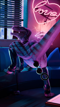 anal anal_beads anal_beads_in_ass anal_beads_in_cloaca anal_masturbation anal_penetration animal_genitalia ankle_cuffs claws cloaca cloacal cloacal_penetration clothing collar cuff_(restraint) cuffs_(clothing) female feral furniture genitals gloves handwear hotel latex latex_clothing legwear masturbation neon_lights object_in_ass penetration presenting restraints sex_toy sex_toy_in_ass sex_toy_in_cloaca sex_toy_insertion sickle_claw sofa solo stockings tail toe_claws neccroppolis ark_survival_(series) jurassic_park jurassic_world universal_studios blue_(jurassic_world) dinosaur dromaeosaurid prehistoric_species reptile saurischian scalie theropod velociraptor 2026 3d_(artwork) 4k 9:16 absurd_res blender_(artwork) blender_cycles_(artwork) digital_media_(artwork) hi_res