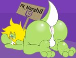 advertisement anthro anus balls butt feet flustered genitals green_body male presenting presenting_anus presenting_hindquarters solo adumbkobold mario_bros nintendo twitch.tv narshil green_yoshi yoshi hi_res