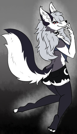 anthro butt female kneeling presenting presenting_hindquarters solo sixss hellaverse helluva_boss mythology loona_(helluva_boss) canid canid_demon canine canis demon hellhound mammal mythological_canine mythological_creature wolf hi_res