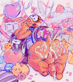 anthro anus balloon bent_over blush bodily_fluids bouquet butt cake_slice candy chocolate cookie cum cum_everywhere cum_in_ass cum_inside cum_on_back cum_on_butt cum_on_face cum_on_hand dessert doughnut egg eyewear feet feet_on_penis flower flower_bouquet food fruit genital_fluids giant_food goggles head_tuft heart_balloon heart_symbol holidays inflatable lace leaking_cum looking_at_viewer love_letter macaron_(food) male messy on_food pastry petals plant plushie presenting presenting_hindquarters rose_(flower) rose_petals shell slightly_chubby solo stickers_on_body stickers_on_clothes stickers_on_face strawberry sweat tail tail_motion tailwag tuft yellow_body yoshi_egg fisherkitu mario_bros nintendo paper_mario valentine's_day noko_(fisherkitu) koopa lakitu reptile scalie turtle hi_res