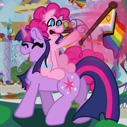 balloon chest_tuft duo female feral glowing glowing_horn horn inflatable magic pride_color_flag pride_parade riding telekinesis tuft wings coralcascade friendship_is_magic hasbro my_little_pony mythology pinkie_pie_(mlp) twilight_sparkle_(mlp) earth_pony equid equine horse mammal mythological_creature mythological_equine pony unicorn 1:1