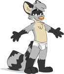 anthro barefoot black_body black_fur blue_eyes briefs briefs_only bulge clothed clothing feet fur grey_body grey_fur male orange_nose shadow simple_background smile solo standing stripes tan_body tan_fur tighty_whities topless underwear underwear_only white_background white_briefs white_clothing white_underwear goronic tinydeerguy autumndork ringo_raccoon mammal procyonid raccoon digital_media_(artwork) full-length_portrait hi_res portrait