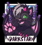 anthro claws eyewear glasses horn looking_at_viewer one_eye_closed open_mouth open_smile pawpads smile solo whiskers wings howdylake domestic_cat felid feline felis hybrid mammal alpha_channel hi_res