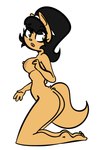 anthro black_hair breasts butt female fur green_eyes hair kneeling looking_back medium_breasts nude simple_background solo tail tan_body tan_fur white_background gold-white-kott nickelodeon t.u.f.f._puppy kitty_katswell domestic_cat felid feline felis mammal 2024 digital_drawing_(artwork) digital_media_(artwork) hi_res