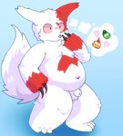 anthro balls belly flaccid genitals male navel overweight overweight_anthro overweight_male penis poke_puff simple_background solo standing tail thinking thought_bubble thoughtful_expression zanzan_(artist) nintendo pokemon generation_3_pokemon pokemon_(species) zangoose 2021 absurd_res hi_res