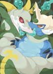 ambiguous_gender blush bodily_fluids coiling drooling duo feral saliva spiral_eyes sweat text winte nintendo pokemon generation_5_pokemon mammal pokemon_(species) reptile samurott scalie serperior snake hi_res japanese_text