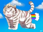 anthro clothing dot_eyes eyewear flying fur glasses kemono male overweight overweight_anthro overweight_male rainbow solo underwear white_body white_fur hijirinoyuta cartoon_network lifewonders tokyo_afterschool_summoners uncle_grandpa licho_(tas) felid mammal pantherine tiger 2021