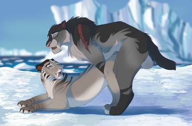 balls balls_blush blurred_background blush body_blush brother_penetrating brother_penetrating_sister brown_body brown_fur claws doggystyle duo ear_piercing fangs female female_penetrated feral feral_on_feral feral_penetrated feral_penetrating feral_penetrating_feral from_behind_position fur genitals glacier grey_body grey_fur lake leg_markings male male/female male_penetrating male_penetrating_female markings penetration piercing pink_nose quadruped sabertooth_(anatomy) scar sea sex sister_penetrated snow socks_(marking) teeth tundra vaginal vaginal_penetration water winter conditional_dnp lynxbrush blue_sky_studios ice_age_(series) shira_(ice_age) stone_(character) felid mammal prehistoric_species saber-toothed_tiger hi_res brother_(lore) brother_and_sister_(lore) incest_(lore) sibling_(lore) sister_(lore)