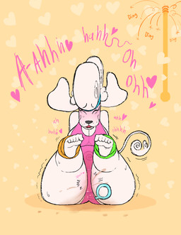 anal anal_beads anal_beads_in_ass anal_penetration anthro blushing_profusely bodily_fluids bottom_heavy breasts butt cleavage clothed clothing curling_tail ding_(sound) ejaculation exercise_clothing eyes_closed female female_orgasm floppy_ears front_view fur genital_fluids heart_background heart_symbol intense_orgasm legs_up leotard looking_pleasured meter moan object_in_ass onomatopoeia open_mouth orgasm overweight overweight_anthro overweight_female penetration pink_clothing pink_leotard pink_text poofy_hair pubes sex_toy sex_toy_in_ass sex_toy_in_vagina sex_toy_insertion shaking_legs shaking_orgasm simple_background sitting slightly_chubby slightly_chubby_anthro slightly_chubby_female solo sound_effects sweat tail text thick_thighs translucent translucent_clothing vaginal vaginal_fluids vaginal_fluids_on_ground vaginal_penetration vaginal_squirting vibrator vibrator_in_vagina white_body white_fur kaboozey pooh_(kaboozey) canid canine canis domestic_dog mammal poodle 2020 absurd_res hi_res