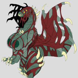 anthro big_breasts breasts claws female green_body membrane_(anatomy) membranous_wings nipple_outline nipple_slip nipples simple_background solo tail teeth wings yellow_eyes dhalek capcom monster_hunter mythology dragon elder_dragon mythological_creature mythological_scalie scalie vaal_hazak 1:1 digital_media_(artwork) sketch