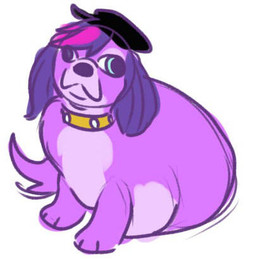 beret black_beret black_clothing black_hat black_headwear blue_eyes clothing female feral fur hair hat headgear headwear pink_hair purple_body purple_fur purple_hair simple_background solo white_background ponygoggles hasbro littlest_pet_shop littlest_pet_shop_(2012) zoe_trent bird_dog canid canine canis cavalier_king_charles_spaniel domestic_dog hunting_dog mammal spaniel toy_dog low_res