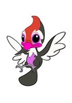 2020 absurd_res alien avian black_eyes digital_drawing_(artwork) digital_media_(artwork) disney experiment_(lilo_and_stitch) eyebrows feather_tuft feathers flat_colors generation_7_pokemon hi_res hunkahunka hybrid lilo_and_stitch multicolored_body nintendo pikipek pink_body pink_feathers pokemon pokemon_(species) red_body red_feathers simple_background solo tombola1993 tuft white_background white_body white_feathers