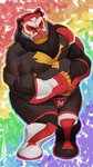 anthro belly flexing luchador male mask muscular muscular_anthro muscular_male slightly_chubby solo wrestler morishasu morishasu_character bear mammal short-faced_bear spectacled_bear ursine 9:16 hi_res