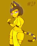 anthro black_hair bottomwear breasts cleavage clothed clothing female glowing glowing_eyes gold_accessory hair headgear inner_boob loincloth markings midriff purple_eyes smile solo striped_markings striped_tail stripes tail tail_markings yellow_body junkedart animal_crossing dressuptober nintendo ankha_(animal_crossing) domestic_cat felid feline felis mammal 2021 digital_drawing_(artwork) digital_media_(artwork) hi_res monochrome portrait three-quarter_portrait