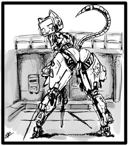 anthro butt detailed_background female for_a_head genitals looking_at_viewer looking_back machine raised_tail rear_view screen screen_face solo tail vulva aphelion_host voices_of_the_void kerfur_omega_(votv) domestic_cat felid feline felis mammal monitor_head object_head robot robot_anthro screen_head monochrome