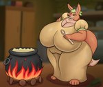 anthro bandanna big_breasts big_butt blinky_bill_(series) breasts butt canid canine canis clothed clothing cooking cooking_pot curvy_figure digital_media_(artwork) dingo female fire food fur holding_object huge_breasts huge_butt huge_thighs hyper hyper_breasts hyper_thighs kerchief kitchen_utensils ladle ma_dingo mammal mature_anthro mature_female overweight overweight_female prozak514 simple_background solo tail thick_thighs tools wide_hips