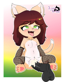 ahegao anthro armwear balls belly blush bodily_fluids clothing cum cum_inside disembodied_penis female fishnet_armwear fishnet_clothing fishnet_legwear fur genital_fluids genitals hair legwear looking_pleasured male nipples nude penetration penis sex simple_background smile solo tail vaginal vaginal_penetration vulva young young_anthro jazzyrakk absurd_res digital_media_(artwork) hi_res