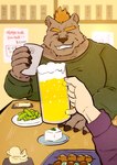 alcohol anthro beer beverage clothing detailed_background duo eyes_closed food inside kemono male overweight overweight_male shirt solo_focus topwear 29_da2 lifewonders tokyo_afterschool_summoners barguest_(tas) bear mammal 2021 hi_res