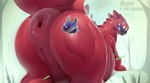 anus belly big_belly butt duo female feral genitals oral_vore overweight pussy rear_view red_body sharp_teeth simple_background teeth vore aymbord capcom monster_hunter fanged_wyvern flying_wyvern legiana odogaron 2024 hi_res