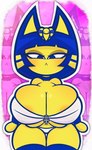 big_breasts bra breasts clothing cross egyptian egyptian_clothing female panties solo thick_thighs tight_bra tight_clothing underwear princess_jomes animal_crossing nintendo ankha_(animal_crossing) domestic_cat felid feline felis mammal absurd_res hi_res