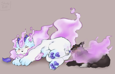 ambiguous_gender anus balls blush butt colorful_fart dipstick_tail duo enjoying_farts fart fart_cloud fart_fetish fart_sniffing farting_in_mouth farting_on_another farting_on_face feral fur genitals hair male markings multicolored_tail nude open_mouth pawpads paws pink_fart_cloud simple_background sleeping sniffing tail tail_markings tongue unusual_fart white_body white_fur rvtt fabulous_beasts korwin suanni_(fabulous_beasts) binturong hybrid mammal viverrid absurd_res hi_res huge_filesize