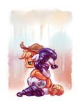 clothing cowboy_hat duo female female/female green_eyes hat headgear headwear horn hug sad whitediamonds friendship_is_magic hasbro my_little_pony mythology applejack_(mlp) rarity_(mlp) equid equine horse mammal mythological_creature mythological_equine pony unicorn absurd_res hi_res