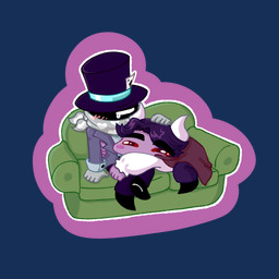 blush chibi duo furniture headpat male male/male simple_background sleeping sleeping_on_partner sofa transparent_background jula's_little_spot undertale_yellow ace_(undertale_yellow) dalv_(undertale_yellow) ambiguous_species humanoid vampire 1:1 alpha_channel hi_res