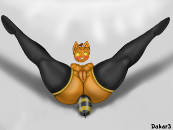 antennae_(anatomy) anthro arthropod_abdomen big_breasts black_clothing black_legwear breasts clothing female floating_head food for_a_head front_view fruit genitals golden_rings grey_background legwear looking_at_viewer lying nipples on_back orange_body perspective plant presenting presenting_vulva pumpkin pumpkin_head shadow simple_background solo spread_legs spreading thick_thighs vulva yellow_eyes dakar3 pumpkibee_(lunarzeclipse) arthropod bee hymenopteran insect object_head 4:3 absurd_res hi_res