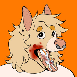anthro black_eyes blood bodily_fluids brown_body brown_fur duo eating eyewear facial_piercing fur glasses gore hard_vore male nose_piercing piercing septum_piercing simple_background toony vore white_body homodogo delaney_(homodogo) homodogo_(unnamed-mouse) canid canine canis dingo mammal mouse murid murine rodent 1:1 2_frame_animation animated animated_gif hi_res short_playtime trans_(lore) trans_man_(lore)