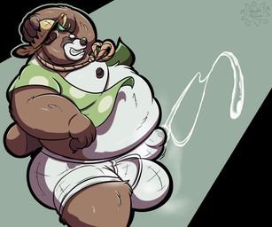 anthro balls balls_outline belly big_balls big_belly big_bulge bodily_fluids bottomwear briefs bulge butt claws clothing cum cum_drip cum_in_clothing cum_in_underwear cum_stain cum_through_clothing cum_through_underwear cumshot detailed_bulge dripping ejaculation erection erection_under_clothing fur genital_fluids genital_outline genitals green_clothing green_shirt green_topwear hand_on_hat hands-free larger_but_small male moobs musk musky_balls musky_penis musky_underwear nipples overweight overweight_anthro overweight_male penis penis_outline shirt side_view simple_background small_penis smile solo tail tighty_whities topwear underwear underwear_fetish wet wet_clothing wet_underwear white_briefs white_clothing white_underwear gorochuinboxers blizzard_entertainment overwatch roadhog_(overwatch) tanuki_roadhog canid canine mammal raccoon_dog tanuki 2025 6:5 absurd_res digital_drawing_(artwork) digital_media_(artwork) hi_res