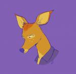 anthro clothing female freckles looking_down simple_background solo tuft fawndog bojack_horseman netflix charlotte_moore deer mammal 2020 signature