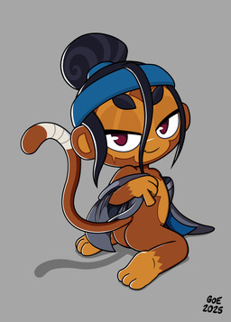 anthro butt clothing featureless_chest female flat_chested looking_at_viewer nude sitting smile solo tail goodorevil_(artist) bloons_tower_defense ninja_kiwi sauda_(bloons) haplorhine mammal monkey primate 2025 absurd_res hi_res